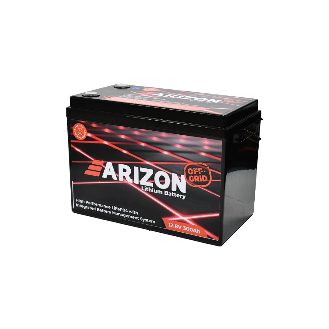 ARIZON 200AH 12.8V LIFEPO4 LITHIUM BATTERY COMPACT WITH 200A IN-BUILT BMS 370*190*260mm 19.9kg