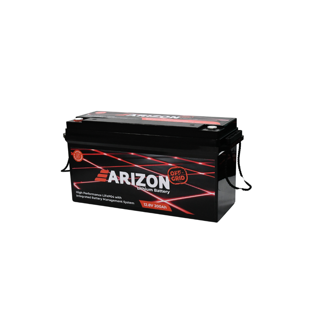 ARIZON 200AH 12.8V LIFEPO4 LITHIUM BATTERY WITH 200A IN-BUILT BMS 484*170*242mm 23kg