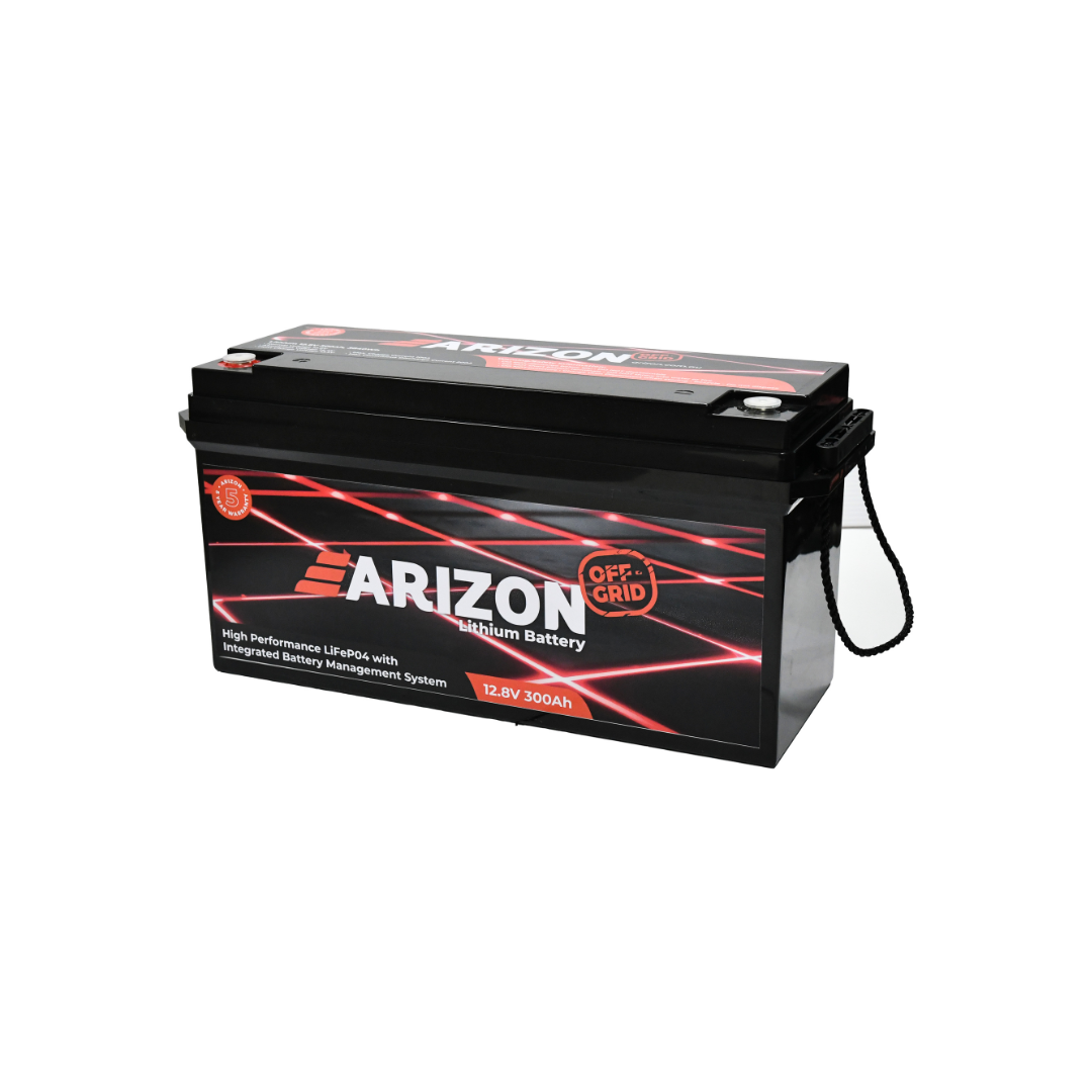 ARIZON COMPACT 300AH 12V LIFEPO4 LITHIUM BATTERY WITH 200A IN-BUILT BMS 485*185*252mm 26kg