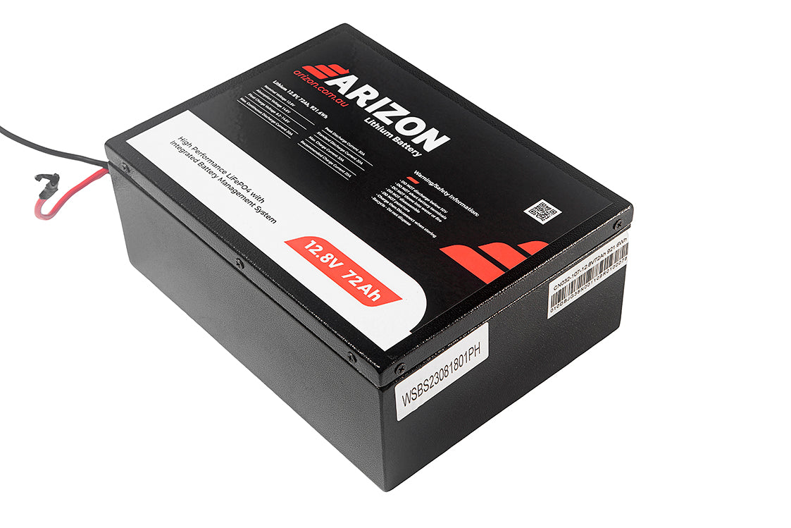 ARIZON 72AH 12V LIFEPO4 LITHIUM BATTERY WITH 20A IN-BUILT BMS 12AWG CABLES 270*200*110mm