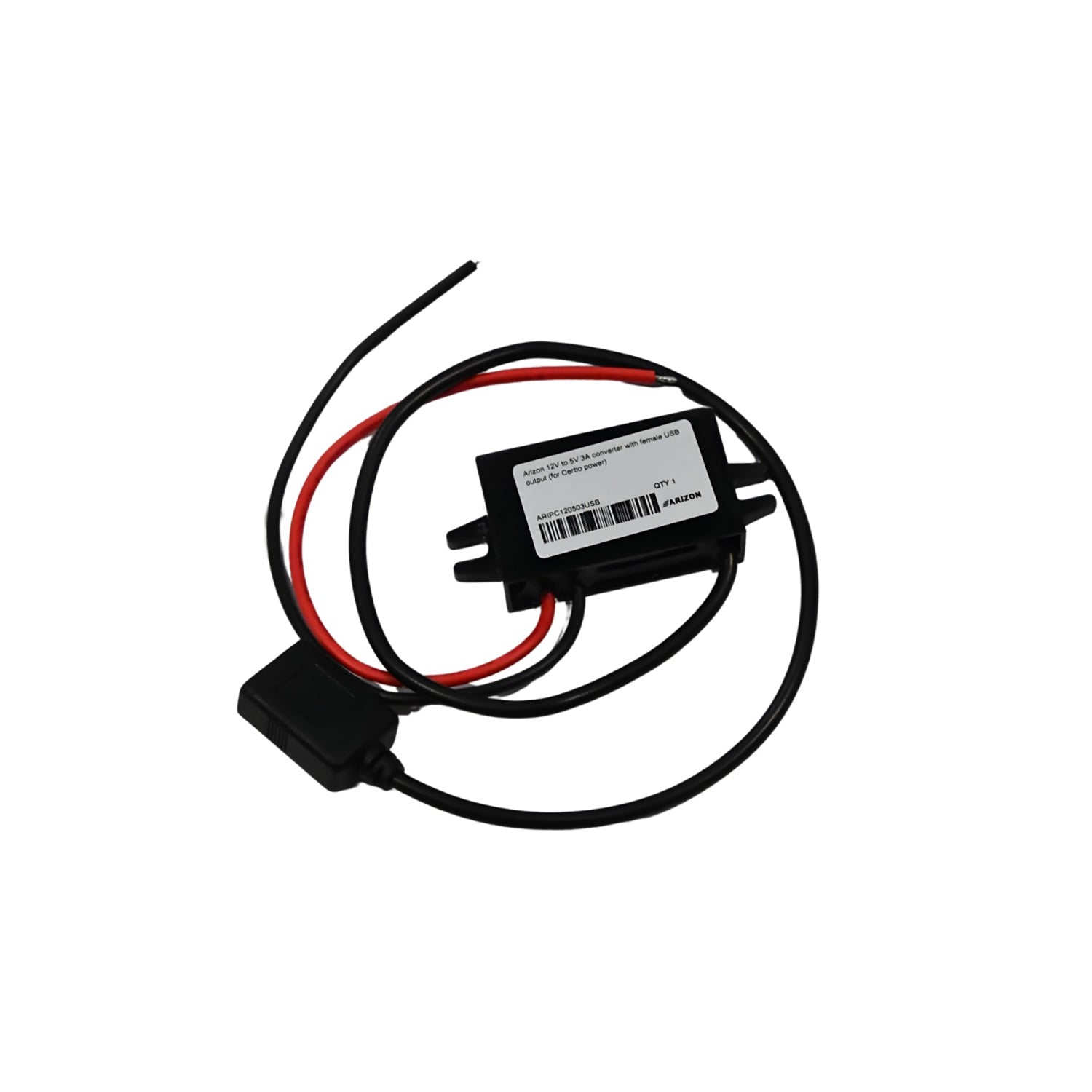 12V to 5V 3A Converter with Female USB Output | Arizon Main image